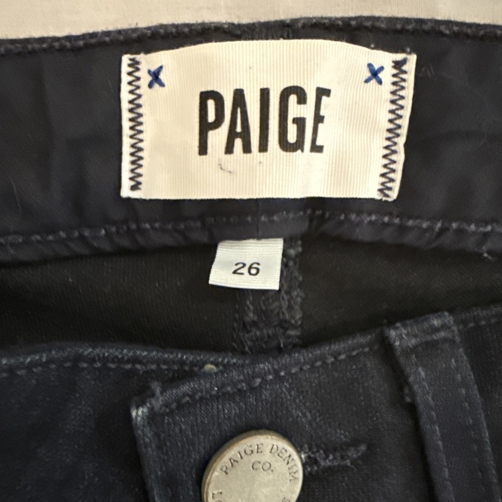 PAIGE Hoxton High Rise Ankle Petite Skinny Jeans Women's Size 26 Dark Indigo - Picture 3 of 9